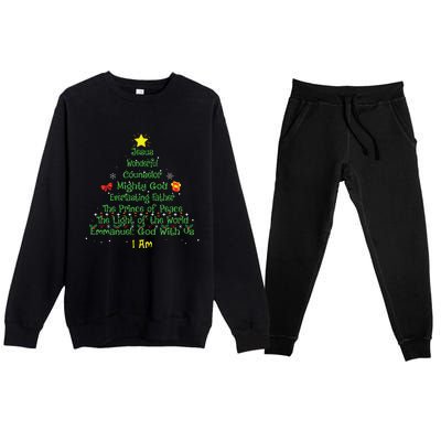 Christian Christmas Lover Bible Names Of Jesus Tree Xmas Premium Crewneck Sweatsuit Set