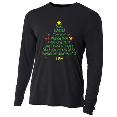 Christian Christmas Lover Bible Names Of Jesus Tree Xmas Cooling Performance Long Sleeve Crew