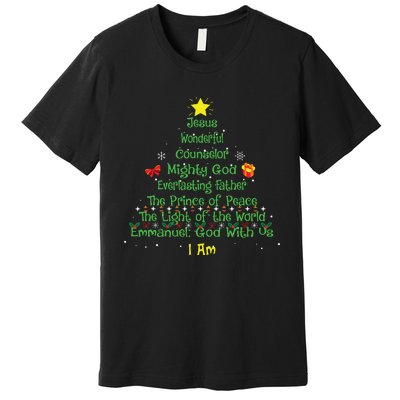 Christian Christmas Lover Bible Names Of Jesus Tree Xmas Premium T-Shirt