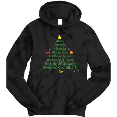 Christian Christmas Lover Bible Names Of Jesus Tree Xmas Tie Dye Hoodie