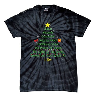 Christian Christmas Lover Bible Names Of Jesus Tree Xmas Tie-Dye T-Shirt