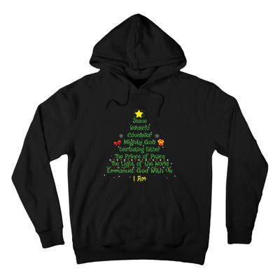 Christian Christmas Lover Bible Names Of Jesus Tree Xmas Tall Hoodie