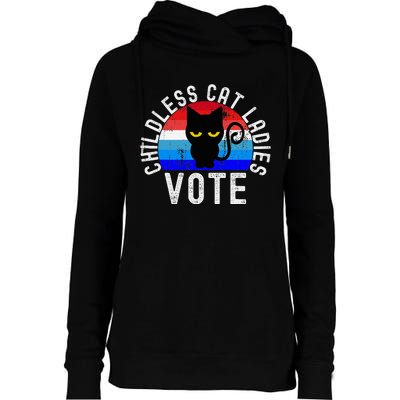 Childless Cat Ladies Vote Funny 2024 Womens Funnel Neck Pullover Hood