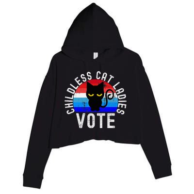 Childless Cat Ladies Vote Funny 2024 Crop Fleece Hoodie