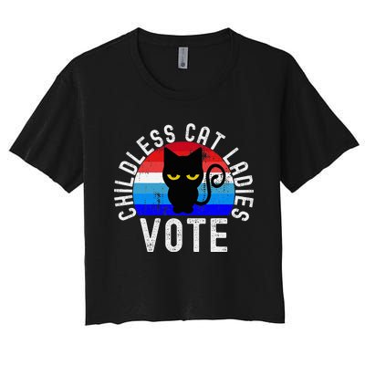 Childless Cat Ladies Vote Funny 2024 Women's Crop Top Tee