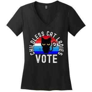 Childless Cat Ladies Vote Funny 2024 Women's V-Neck T-Shirt