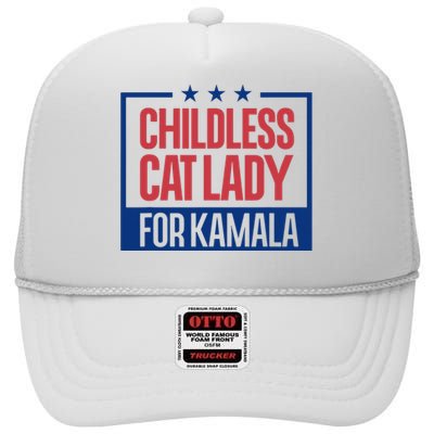 Childless Cat Lady Voting Election 2024 Usa High Crown Mesh Back Trucker Hat