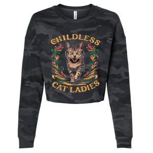 Childless Cat Ladies 2024 Cat Lady Voting For Kamala Harris 2024 Cropped Pullover Crew