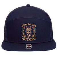 Childless Cat Ladies 2024 Cat Lady Voting For Kamala Harris 2024 7 Panel Mesh Trucker Snapback Hat