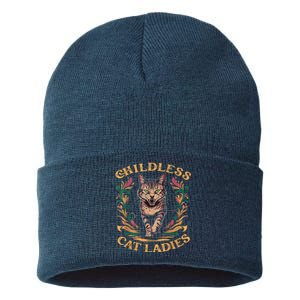 Childless Cat Ladies 2024 Cat Lady Voting For Kamala Harris 2024 Sustainable Knit Beanie