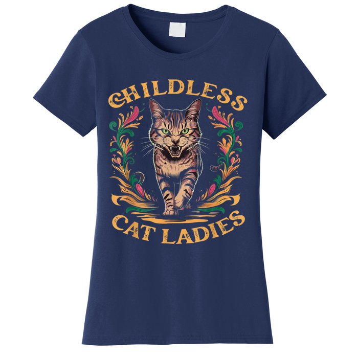 Childless Cat Ladies 2024 Cat Lady Voting For Kamala Harris 2024 Women's T-Shirt