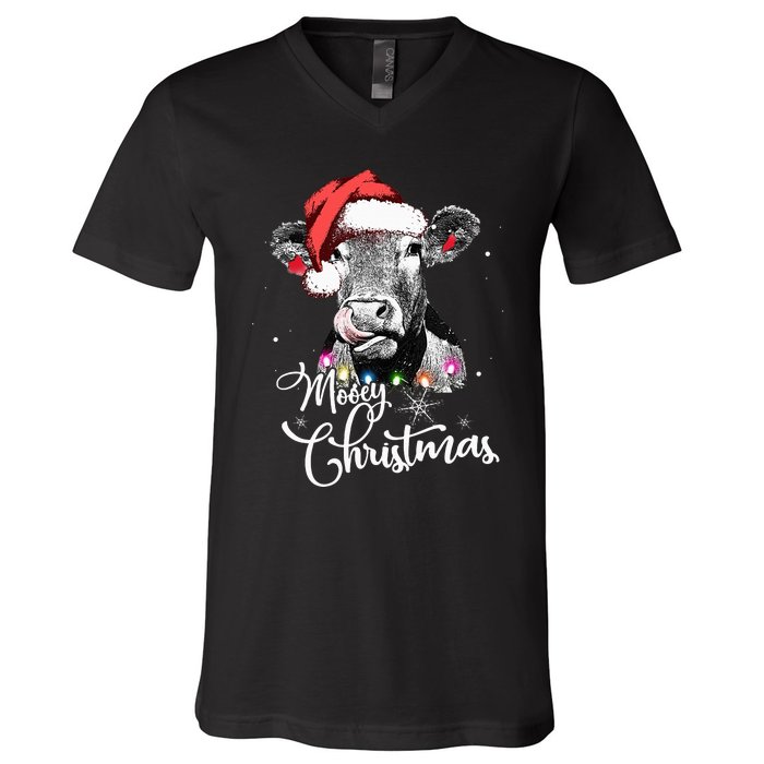 Christmas Cow LightUp Decoration for Farming Enthusiasts V-Neck T-Shirt