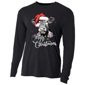 Christmas Cow LightUp Decoration for Farming Enthusiasts Cooling Performance Long Sleeve Crew