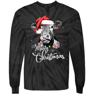 Christmas Cow LightUp Decoration for Farming Enthusiasts Tie-Dye Long Sleeve Shirt