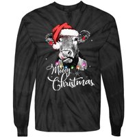 Christmas Cow LightUp Decoration for Farming Enthusiasts Tie-Dye Long Sleeve Shirt