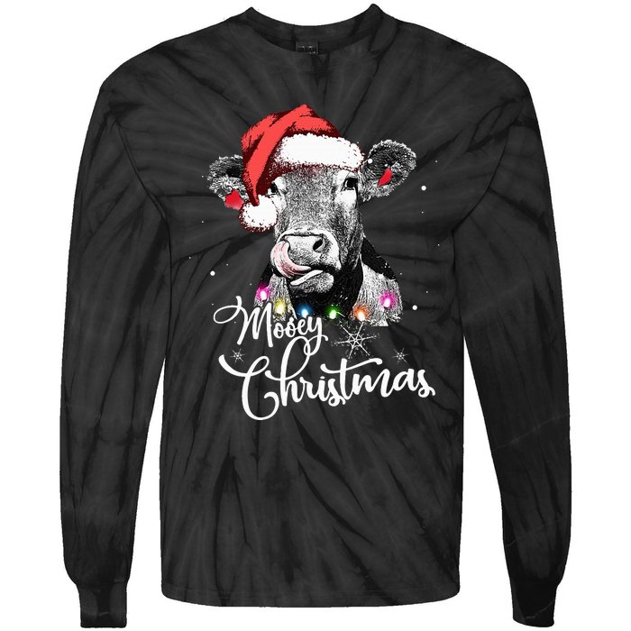 Christmas Cow LightUp Decoration for Farming Enthusiasts Tie-Dye Long Sleeve Shirt