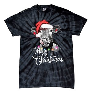 Christmas Cow LightUp Decoration for Farming Enthusiasts Tie-Dye T-Shirt