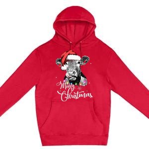 Christmas Cow LightUp Decoration for Farming Enthusiasts Premium Pullover Hoodie