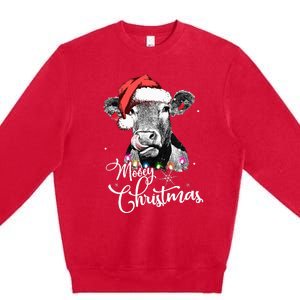 Christmas Cow LightUp Decoration for Farming Enthusiasts Premium Crewneck Sweatshirt