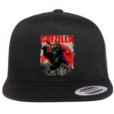 Catzilla Cat Lover Kitten Kitty Flat Bill Trucker Hat