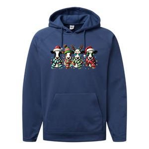 Cow Christmas Lights Western Christmas Mooey Christmas Performance Fleece Hoodie