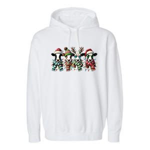 Cow Christmas Lights Western Christmas Mooey Christmas Garment-Dyed Fleece Hoodie