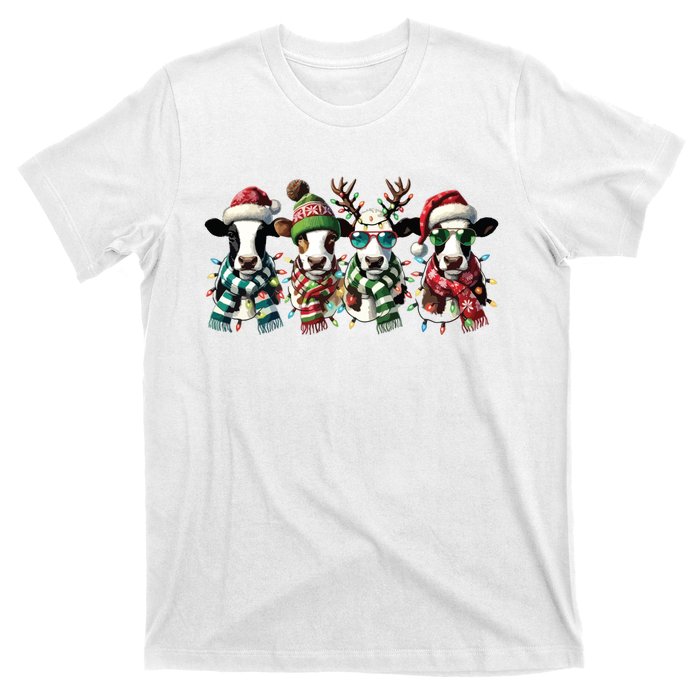 Cow Christmas Lights Western Christmas Mooey Christmas T-Shirt