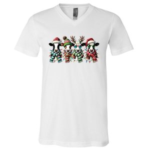 Cow Christmas Lights Western Christmas Mooey Christmas V-Neck T-Shirt