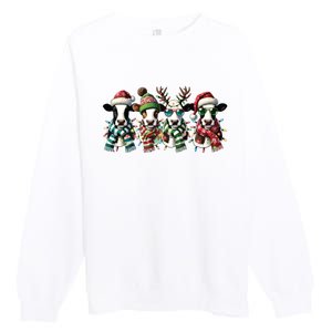 Cow Christmas Lights Western Christmas Mooey Christmas Premium Crewneck Sweatshirt