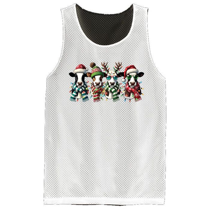 Cow Christmas Lights Western Christmas Mooey Christmas Mesh Reversible Basketball Jersey Tank