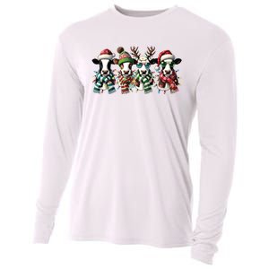 Cow Christmas Lights Western Christmas Mooey Christmas Cooling Performance Long Sleeve Crew