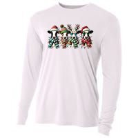 Cow Christmas Lights Western Christmas Mooey Christmas Cooling Performance Long Sleeve Crew