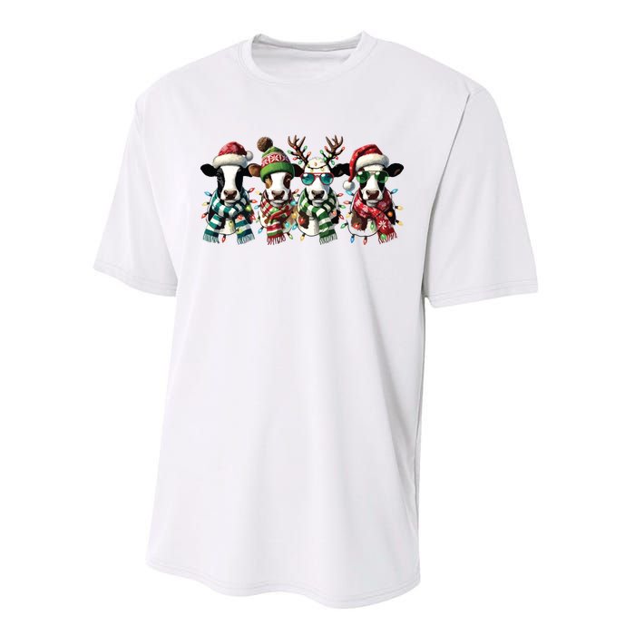 Cow Christmas Lights Western Christmas Mooey Christmas Performance Sprint T-Shirt