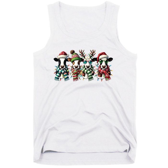 Cow Christmas Lights Western Christmas Mooey Christmas Tank Top