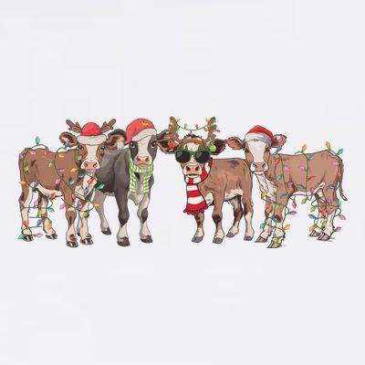 Cow Christmas Light Mooey Christmas Farm Animal T-Shirt