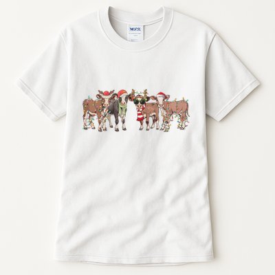 Cow Christmas Light Mooey Christmas Farm Animal Tall T-Shirt