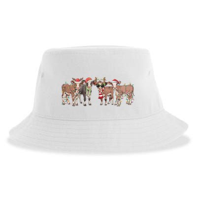 Cow Christmas Light Mooey Christmas Farm Animal Sustainable Bucket Hat