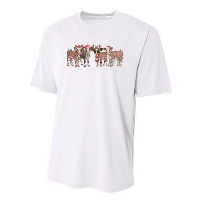 Cow Christmas Light Mooey Christmas Farm Animal Youth Performance Sprint T-Shirt