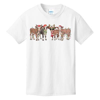 Cow Christmas Light Mooey Christmas Farm Animal Kids T-Shirt