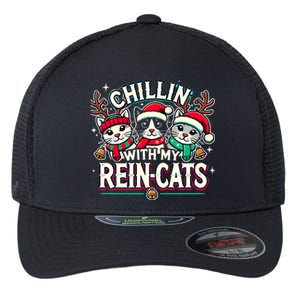 Christmas Cat Lover Christmas Chillin With My Reincats Flexfit Unipanel Trucker Cap