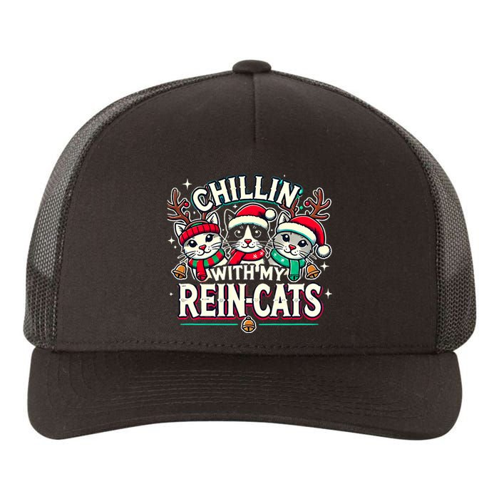 Christmas Cat Lover Christmas Chillin With My Reincats Yupoong Adult 5-Panel Trucker Hat