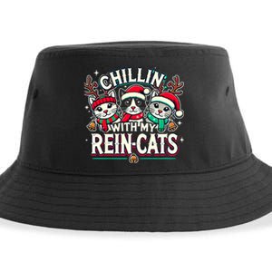 Christmas Cat Lover Christmas Chillin With My Reincats Sustainable Bucket Hat