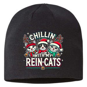 Christmas Cat Lover Christmas Chillin With My Reincats Sustainable Beanie