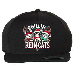 Christmas Cat Lover Christmas Chillin With My Reincats Wool Snapback Cap