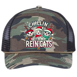 Christmas Cat Lover Christmas Chillin With My Reincats Retro Rope Trucker Hat Cap