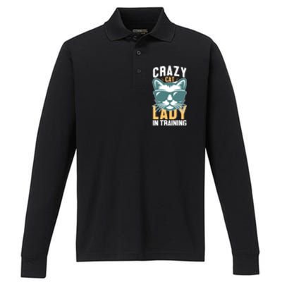 Crazy Cat Lady Performance Long Sleeve Polo