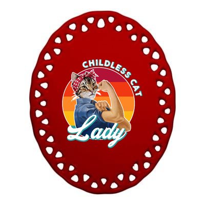 Childless Cat Lady Ceramic Oval Ornament