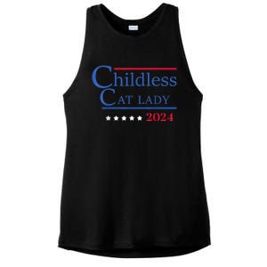 Childless Cat Lady 2024 Ladies Is Voting Kamala Ladies PosiCharge Tri-Blend Wicking Tank