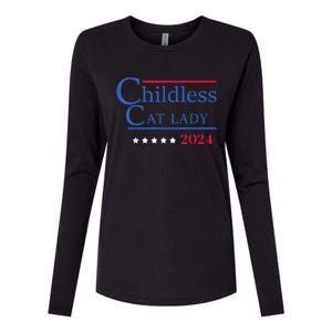 Childless Cat Lady 2024 Ladies Is Voting Kamala Womens Cotton Relaxed Long Sleeve T-Shirt