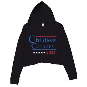 Childless Cat Lady 2024 Ladies Is Voting Kamala Crop Fleece Hoodie